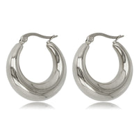 Elegante Zilveren & Edelstalen Oorring 23x7 mm