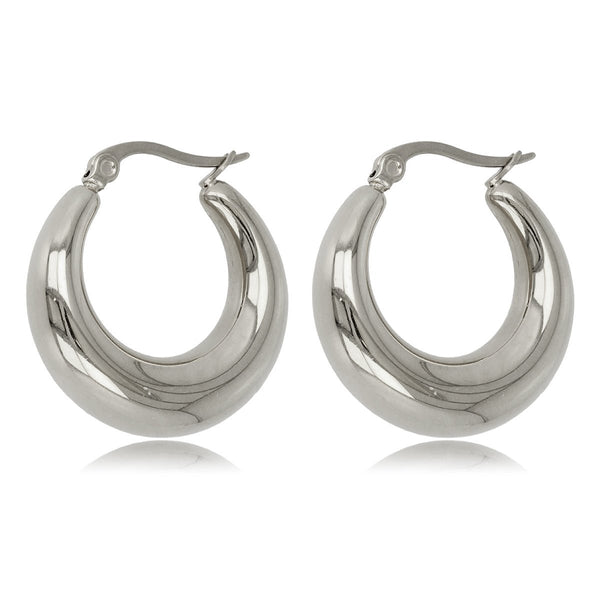 Elegante Zilveren & Edelstalen Oorring 23x7 mm - My Bendel