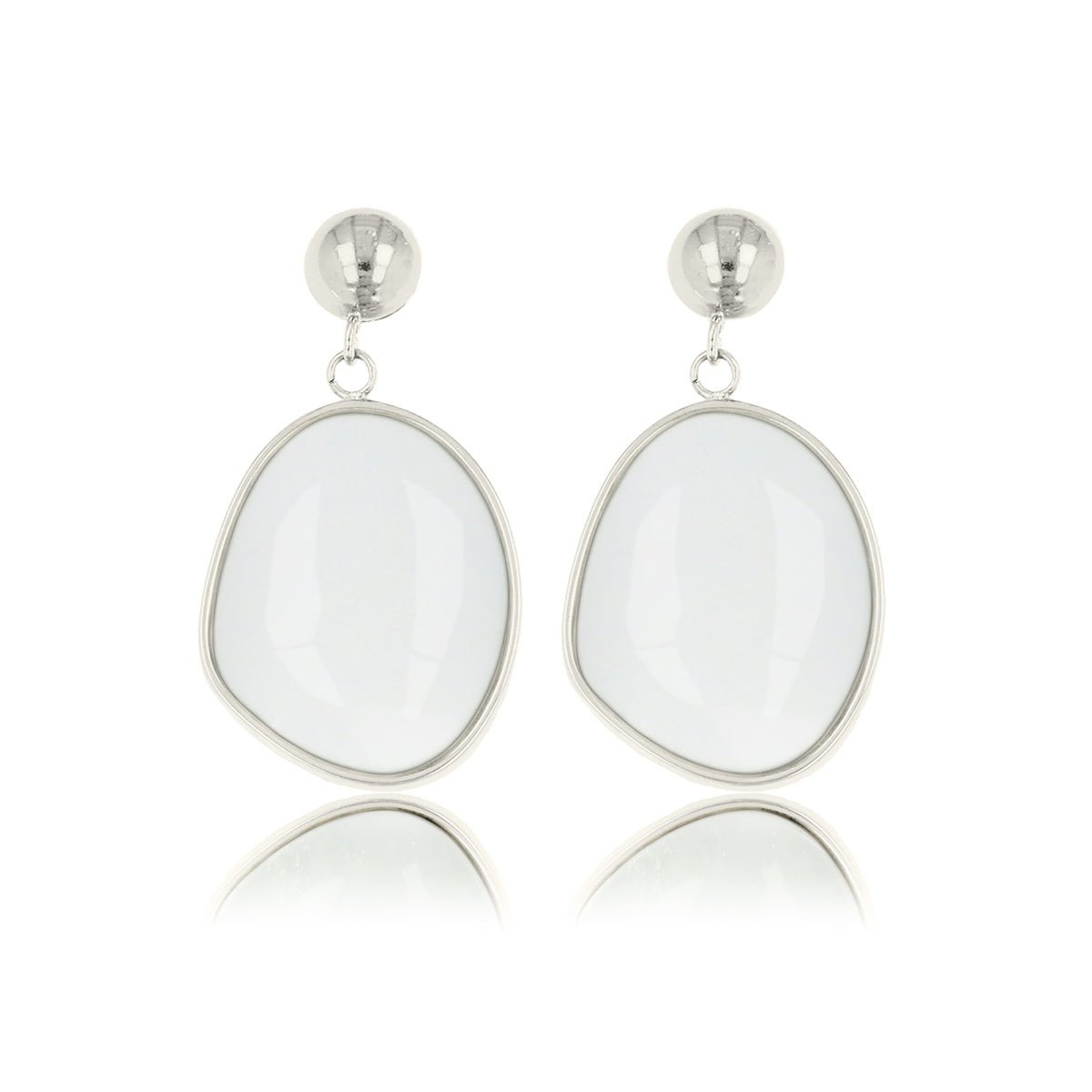 Elegante Zilveren Oorbel met White Aventurine Hanger - My Bendel