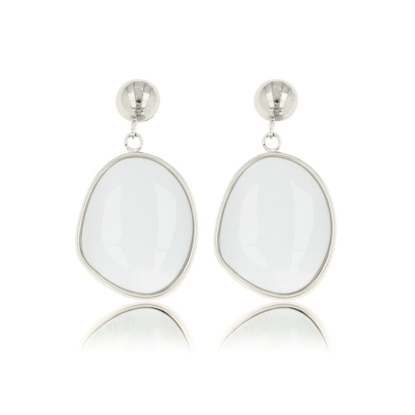 Elegante Zilveren Oorbel met White Aventurine Hanger - My Bendel