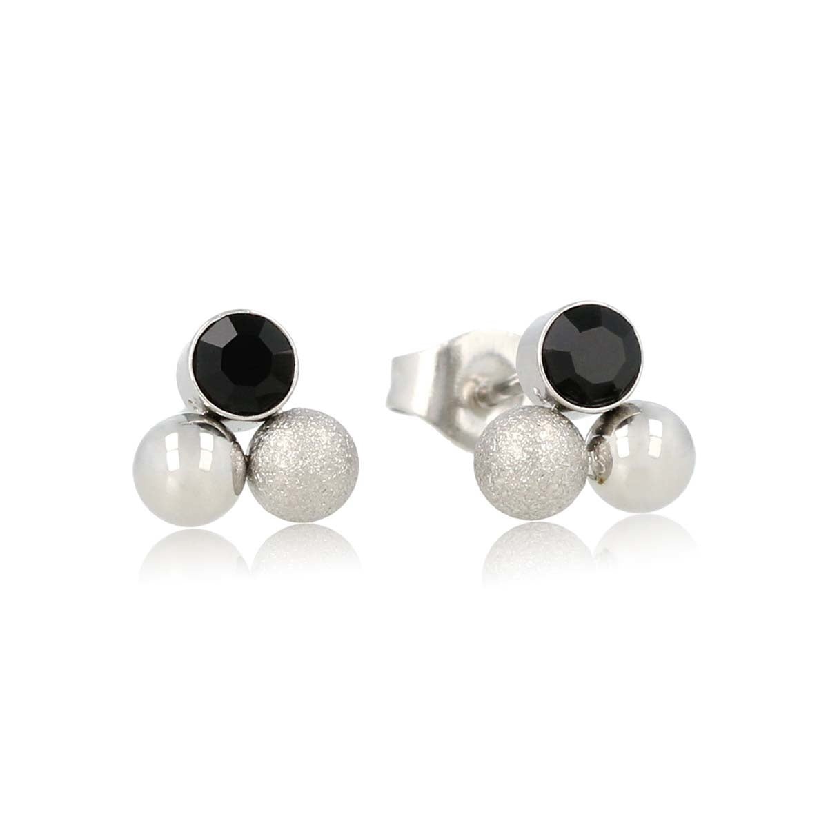 Elegante Zilveren Oorstekers met Zwarte Zirkonia 8mm - My Bendel