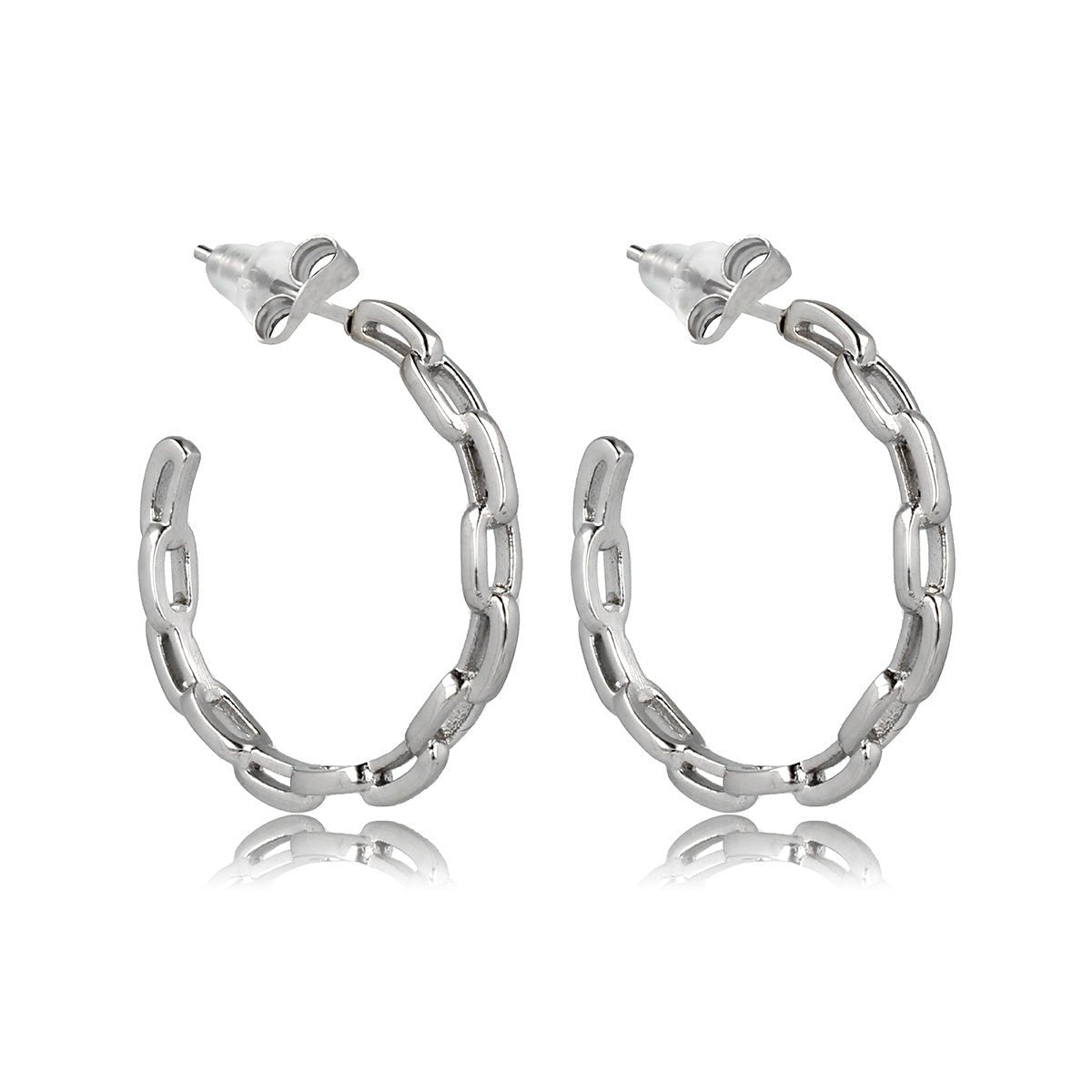 Elegante Zilveren Schakel Oorringen 25x3 mm - My Bendel