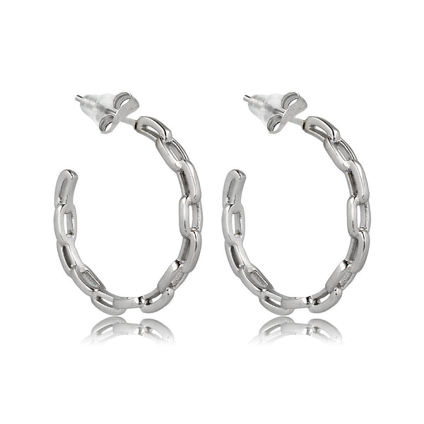 Elegante Zilveren Schakel Oorringen 25x3 mm - My Bendel