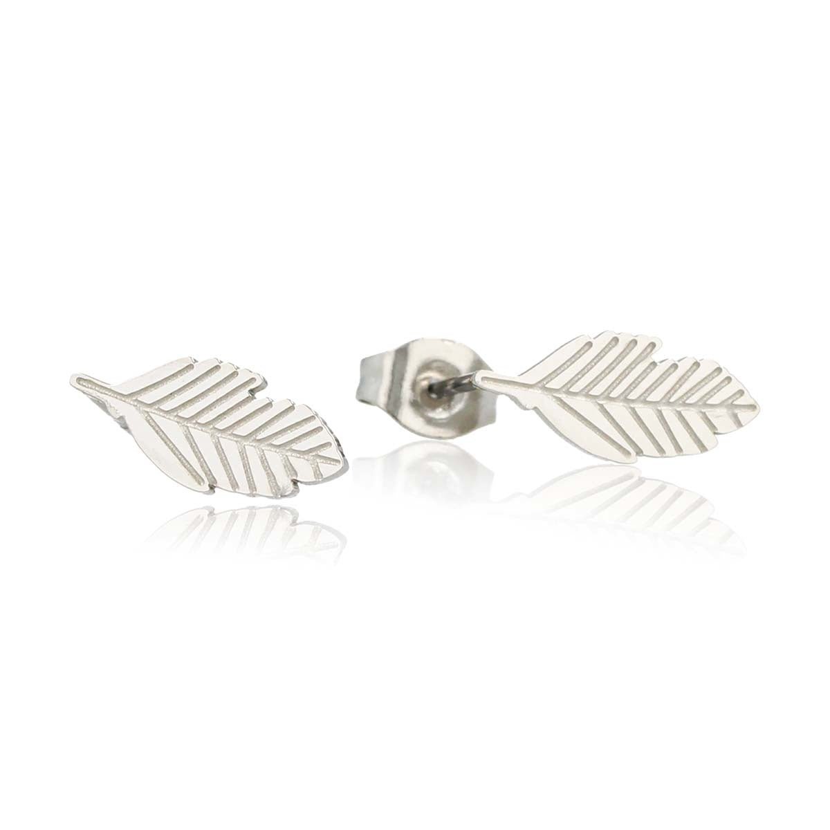 Elegante Zilveren Veer Oorstekers 12mm - My Bendel