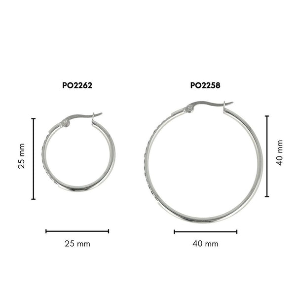 Elegant Silver Earrings with Black Zirconia 25mm