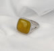 Seal ring silver - genuine Yellow Agate gemstone - 15 mm