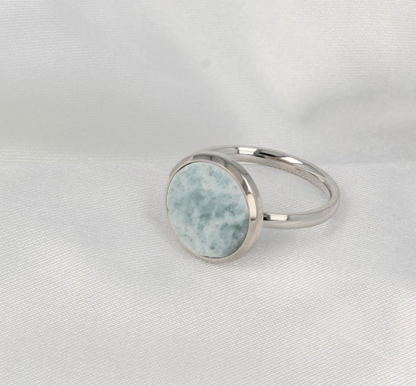 Zilveren ring - Ronde Amazonite - Unieke aderen