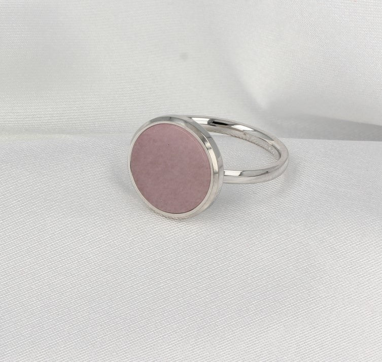 Zilveren ring met ronde Rhodonite - moderne stijlvolle look