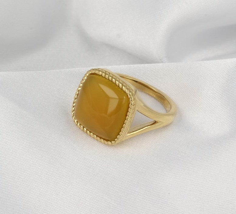 Goldener Siegelring - gelber Achat Edelstein - hypoallergen