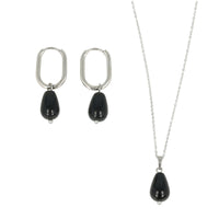 Onyx-Schmuckset Silber – Birnenförmiger Anhänger