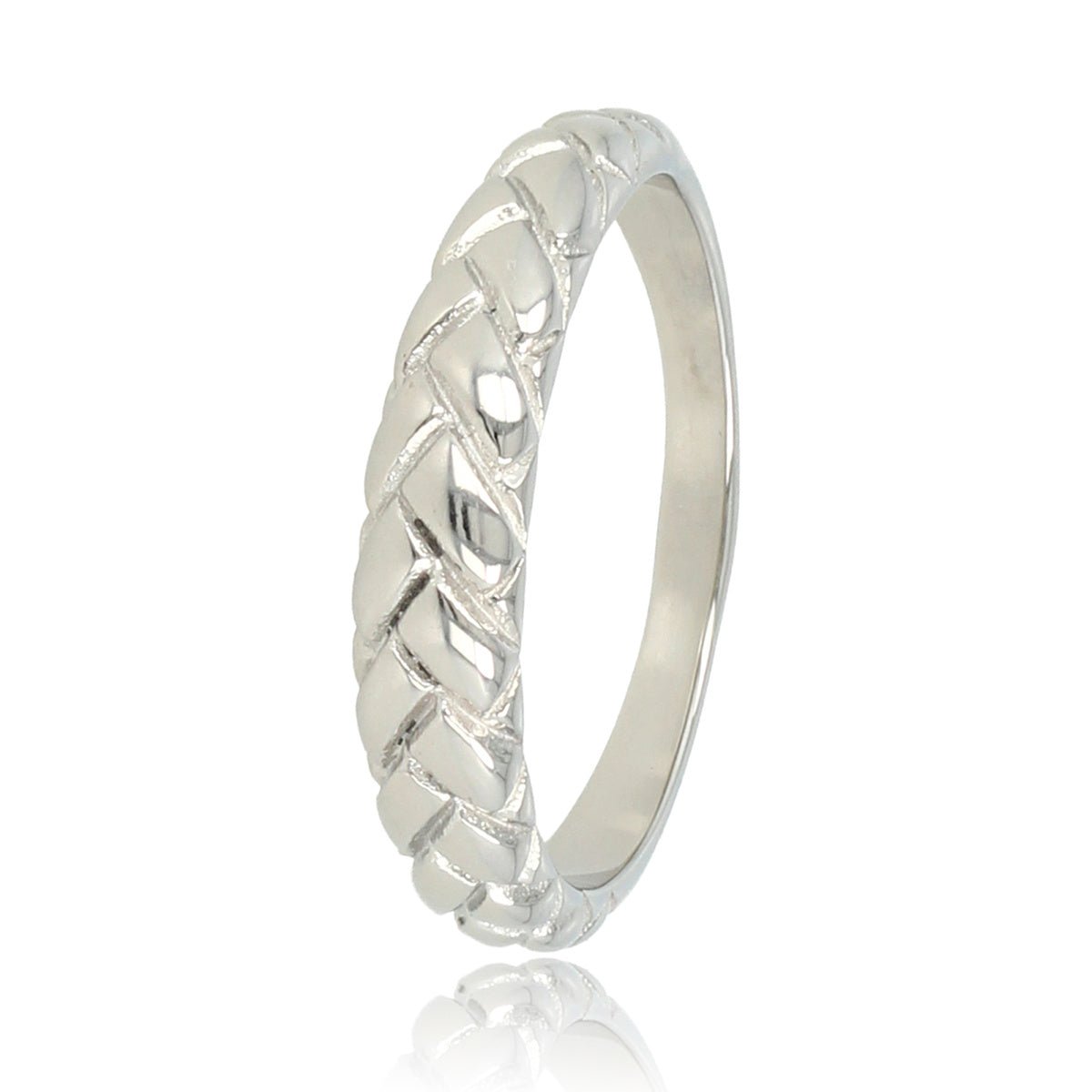 Gevlochten zilveren ring - Brede subtiele stapelring - My Bendel