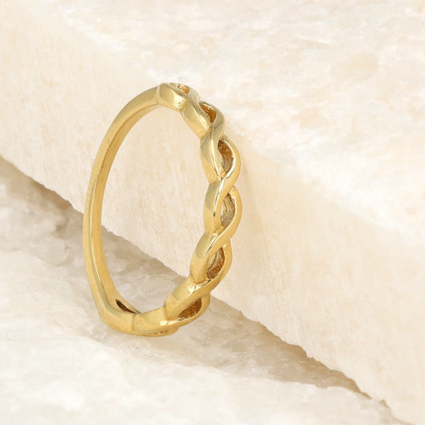 Gewoven gouden aanschuifring - makkelijk te combineren - My Bendel