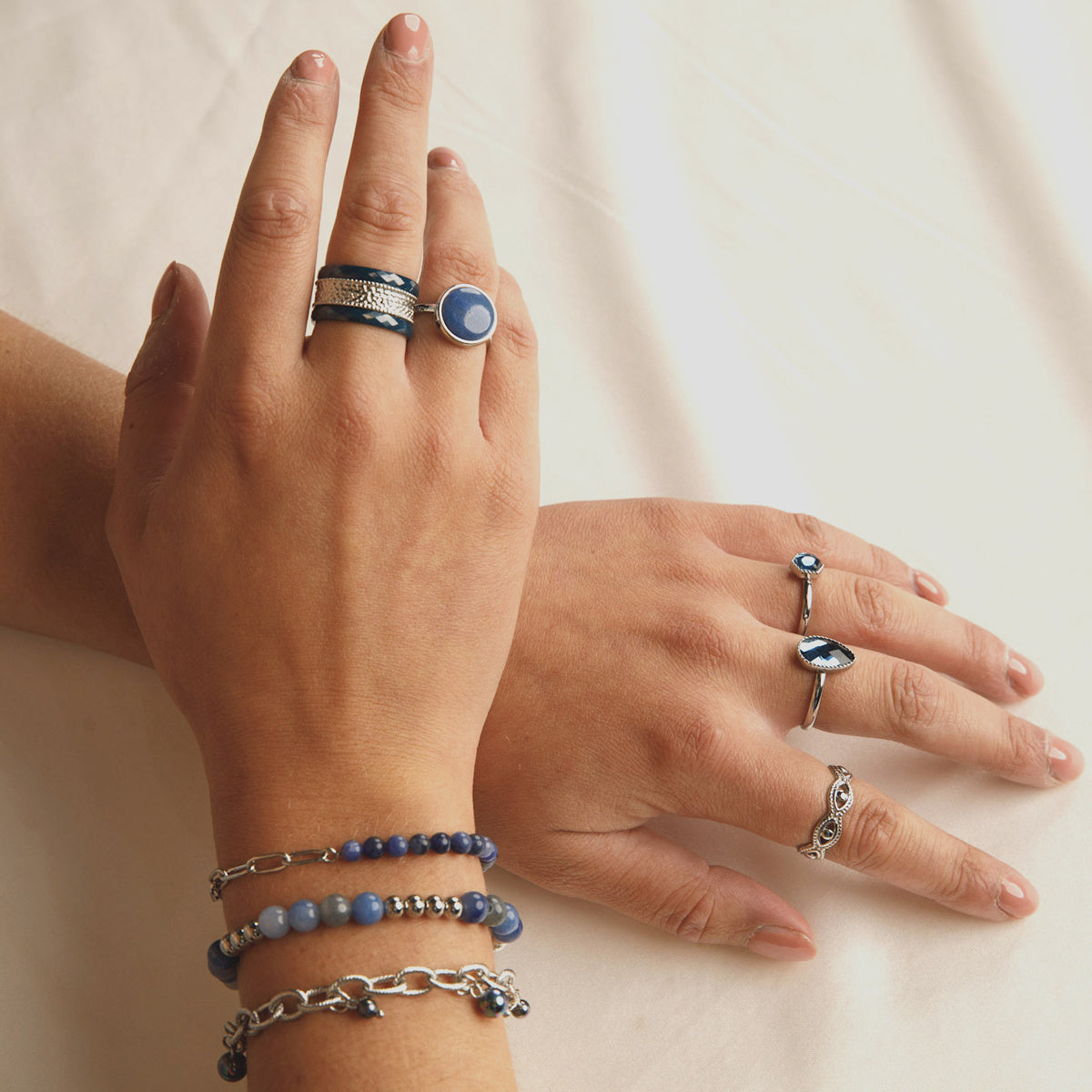 Zilveren Schakelarmband met Sodalite Edelstenen