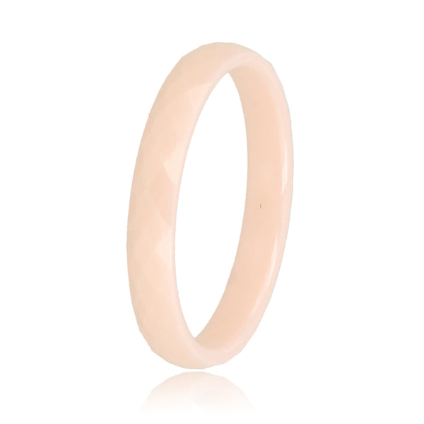 Keramieken ring 3mm - facet geslepen - zalmkleurig