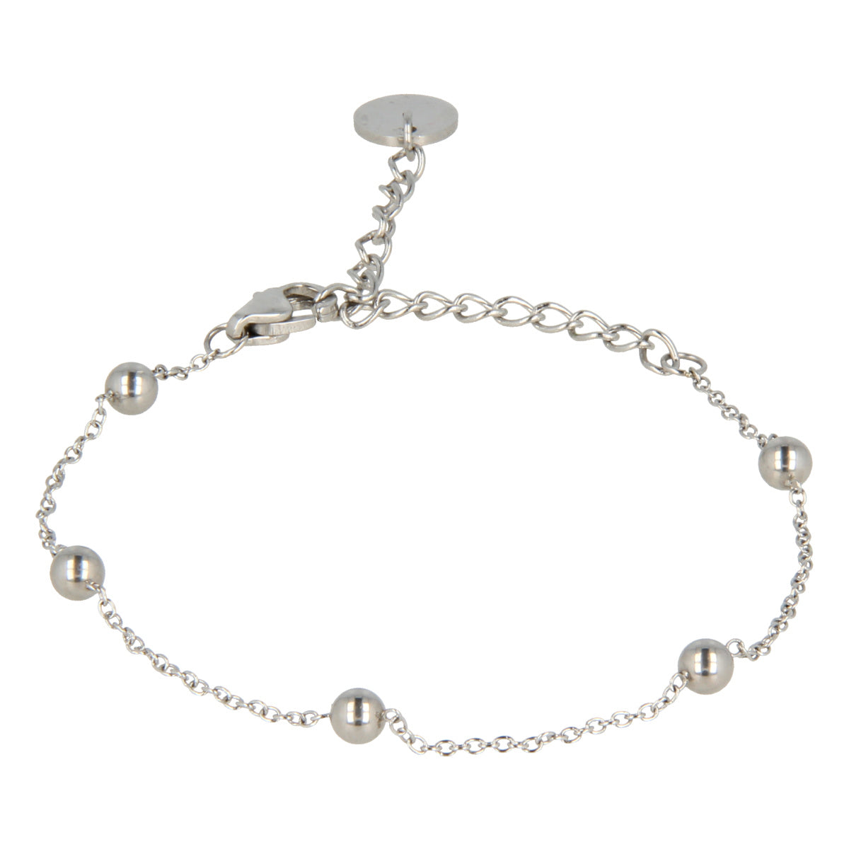Silver bead bracelet - adjustable and hypoallergenic