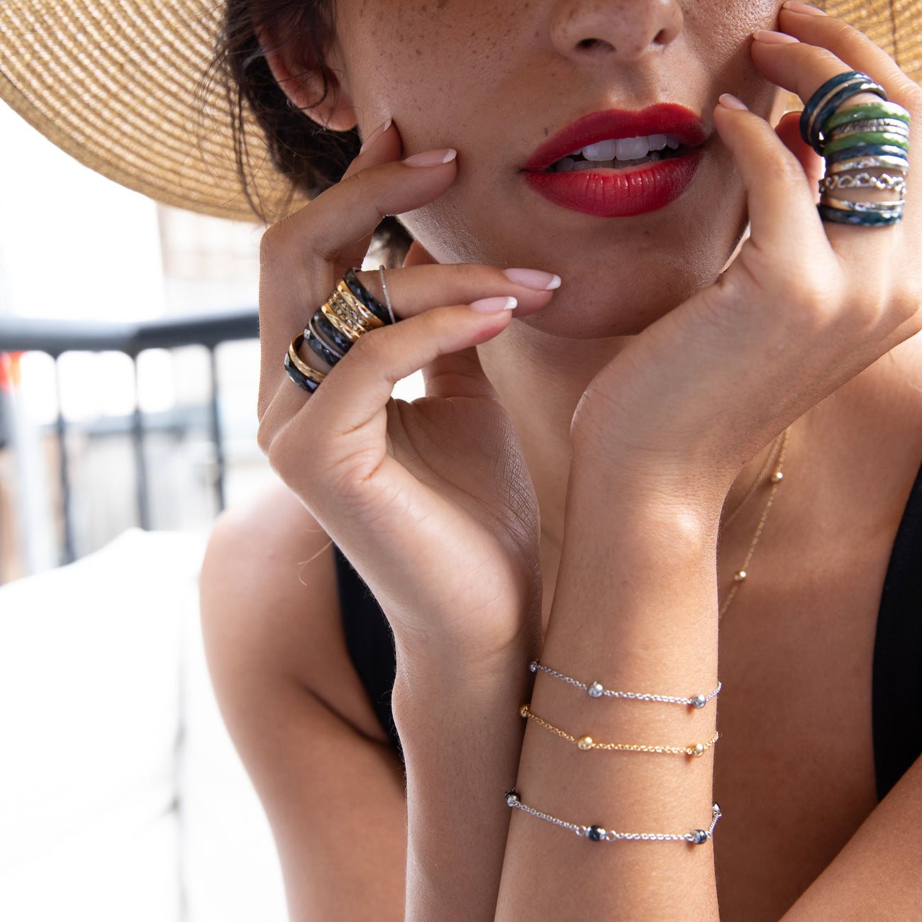 Zilveren armband met keramieken kralen - sieraden