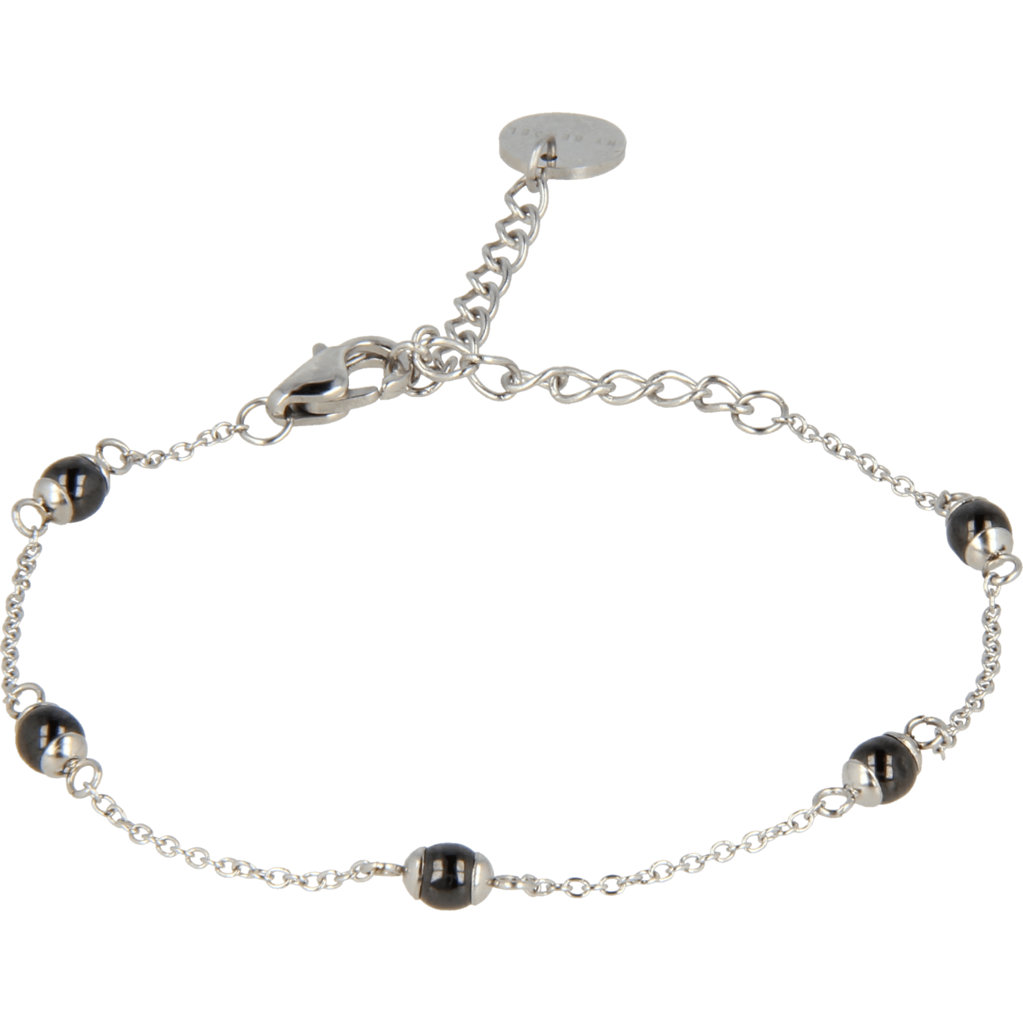 Zilveren armband met zwarte keramieken kralen - My Bendel