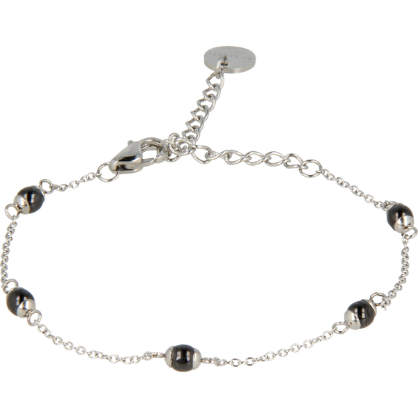 Zilveren armband met zwarte keramieken kralen