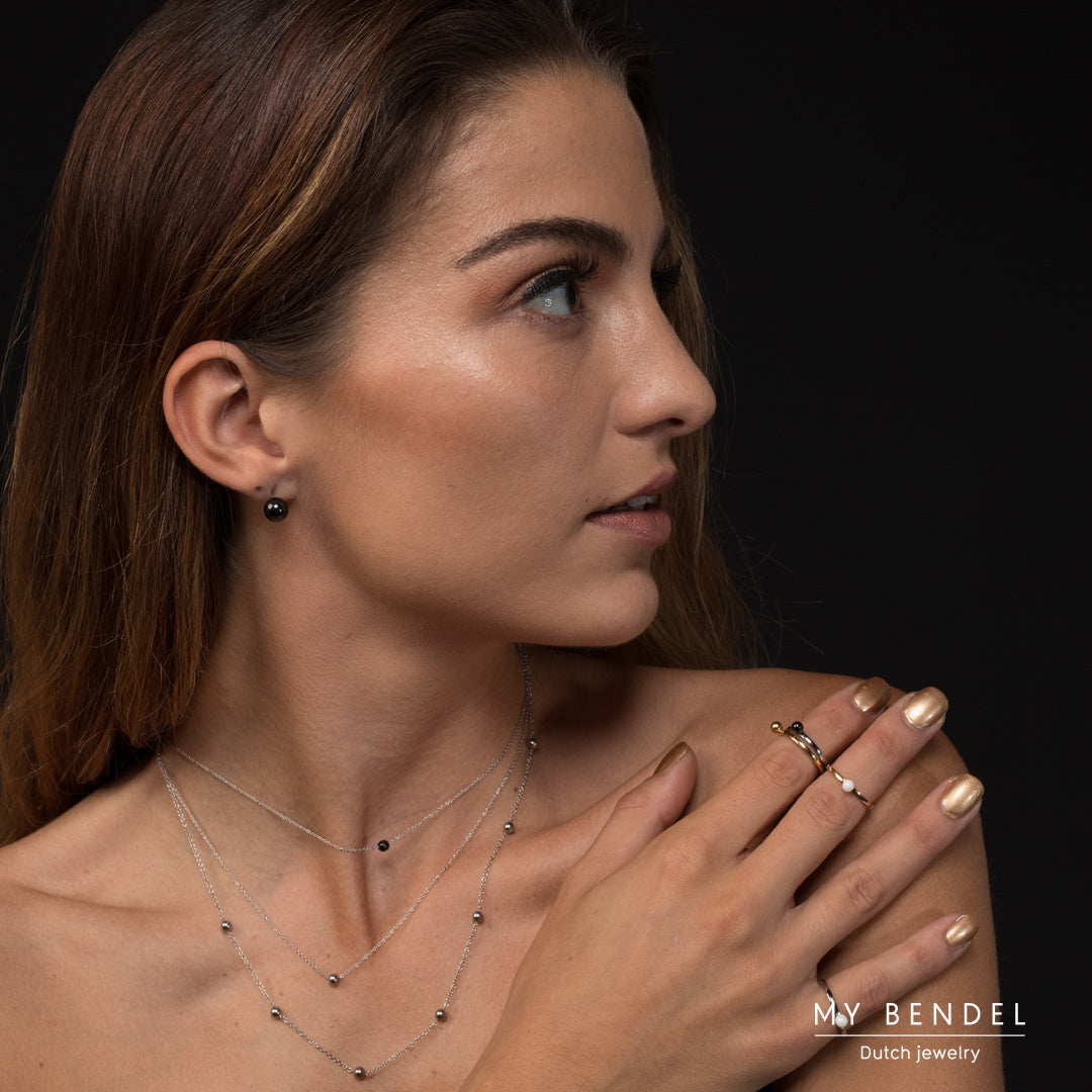 Double Silver Bead Necklace - stainless steel Stylish