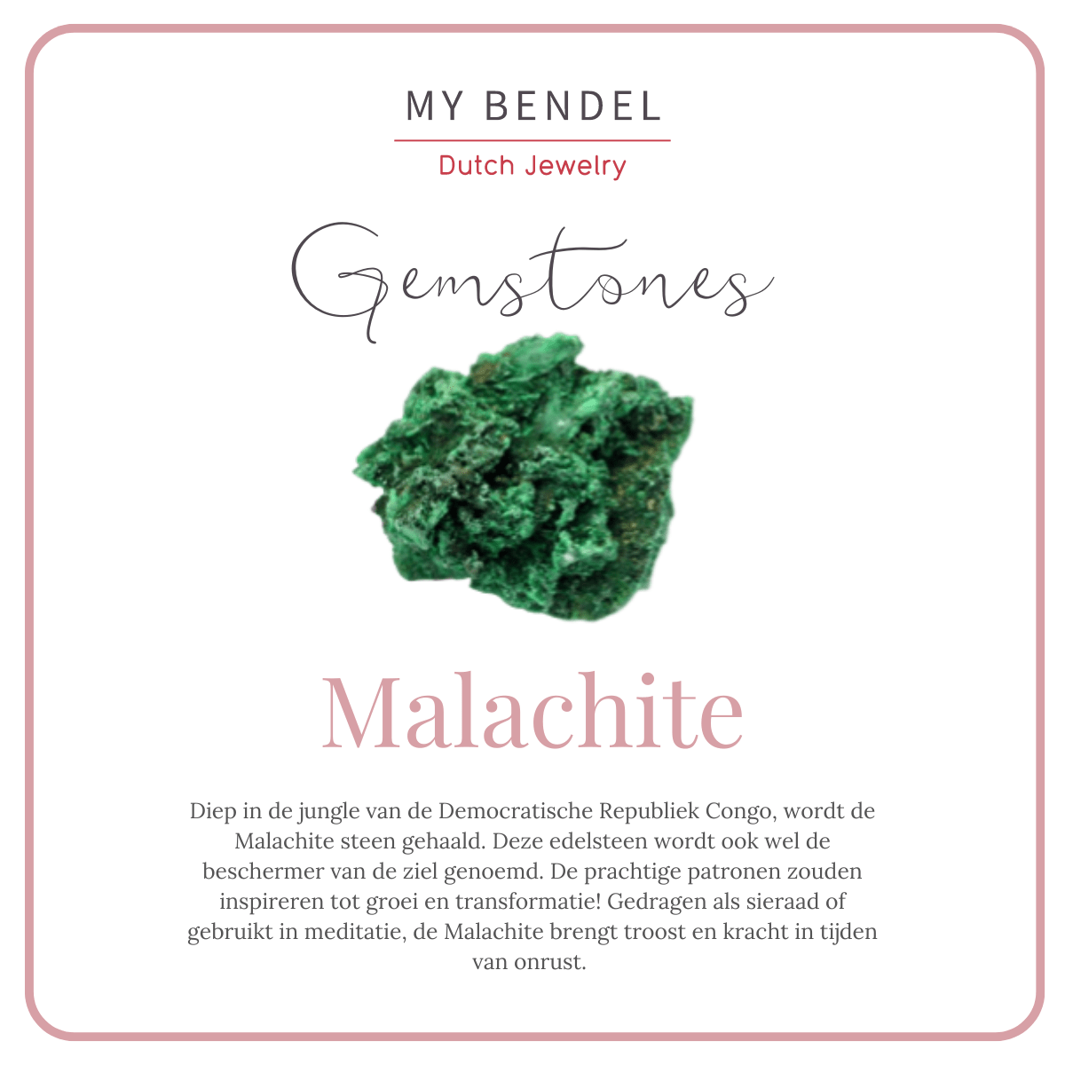 Goud ring met Malachite - unieke groene steen - Stainless steel - My Bendel