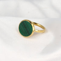 Goud ring met Malachite - unieke groene steen - Stainless steel - My Bendel