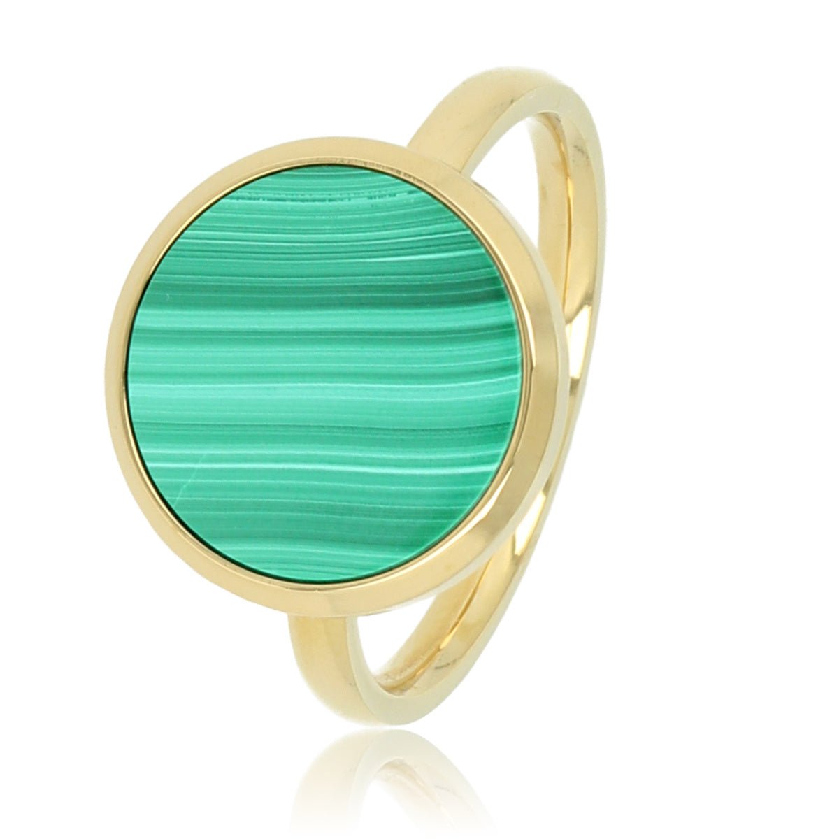 Goud ring met Malachite - unieke groene steen - Stainless steel - My Bendel