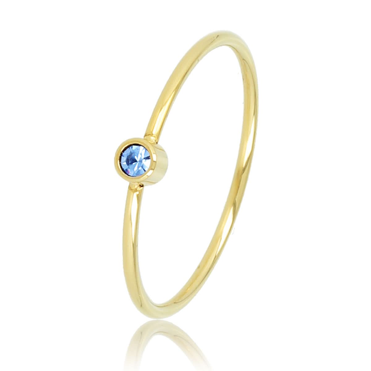 Gouden aanschuifring - blauwe glassteen - Stainless steel - My Bendel