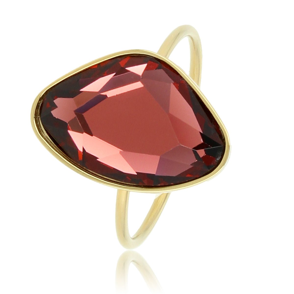 Gouden aanschuifring - bordeaux glassteen - Stainless steel - My Bendel