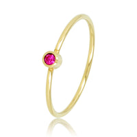 Gouden aanschuifring - fuchsia zirkonia - Stainless steel
