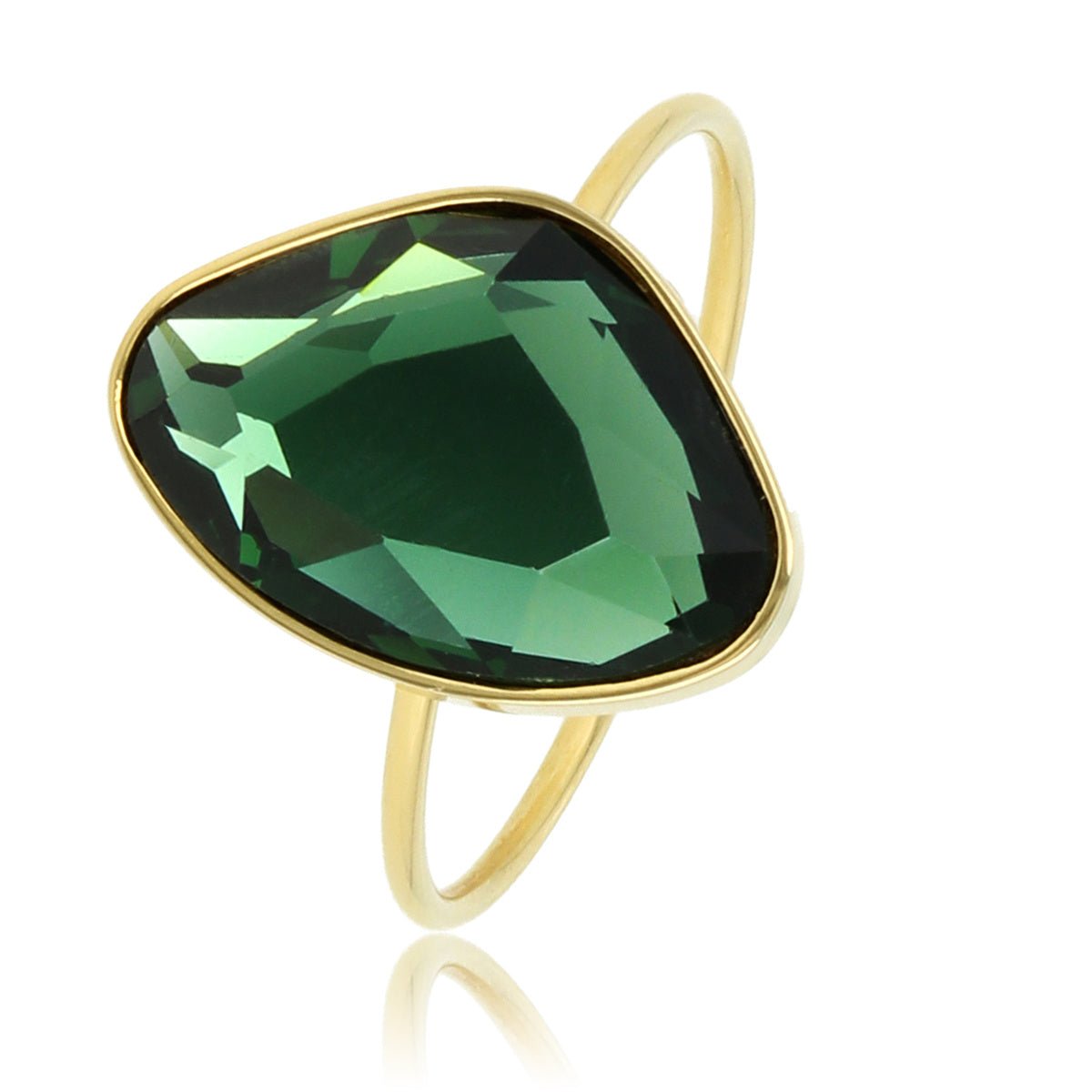 Gouden aanschuifring - groen glassteen - origineel design - My Bendel