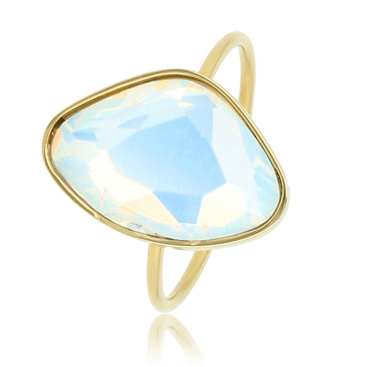 Gouden aanschuifring met quartz glassteen - Minimalistisch design - My Bendel