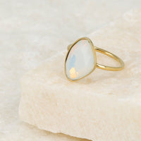 Gouden aanschuifring met quartz glassteen - Minimalistisch design - My Bendel