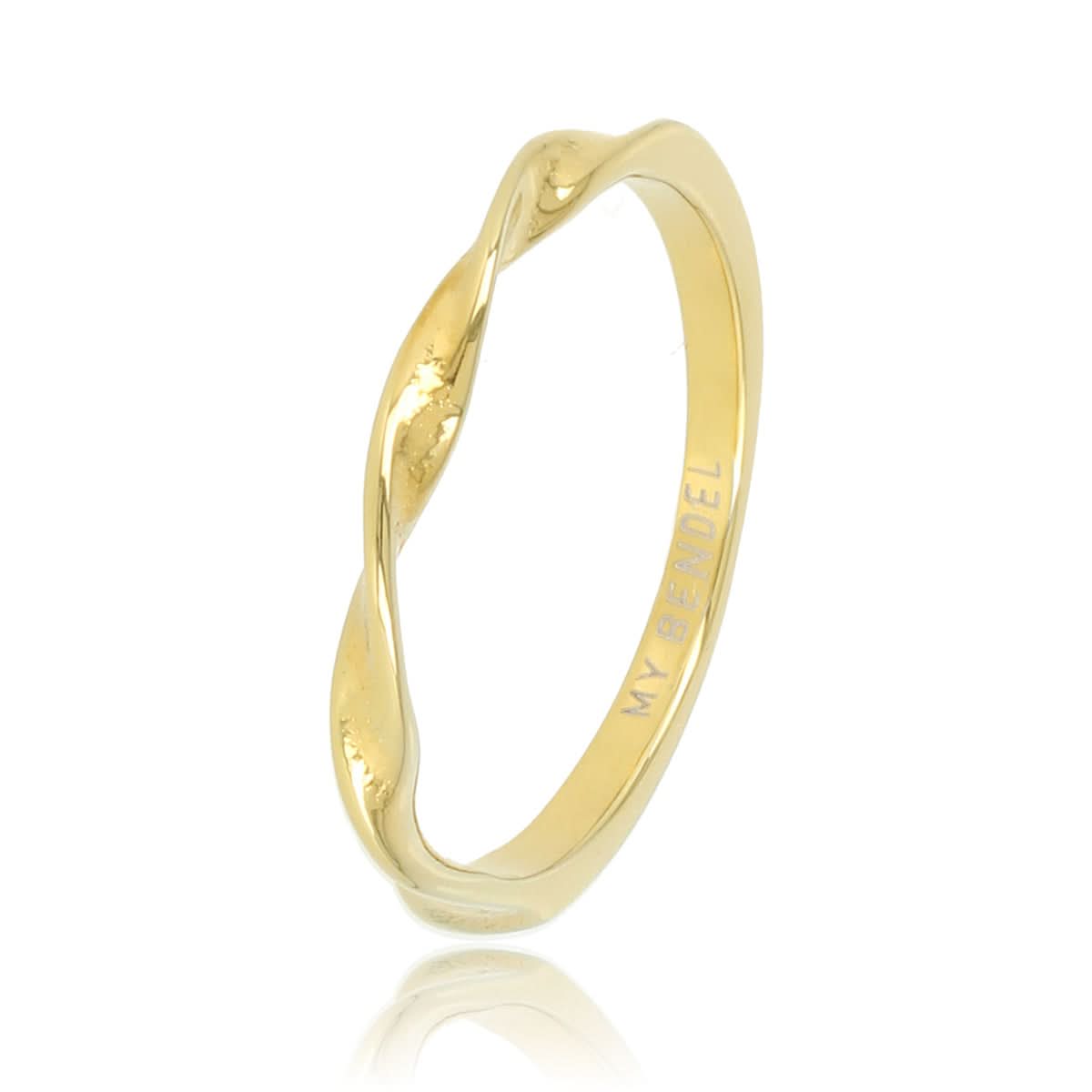 Gouden aanschuifring - mooie twist - edelstalen basis - My Bendel