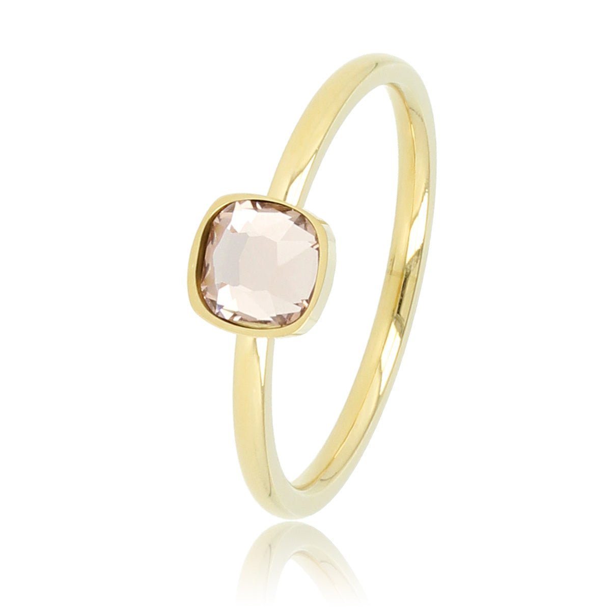 Gouden aanschuifring - roze glassteen - Stainless steel - My Bendel