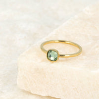 Gouden aanschuifring - vierkante groene glassteen - Stainless steel - My Bendel