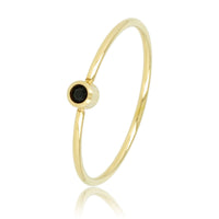 Gold stacking ring - black glass - Stainless steel - minimalist
