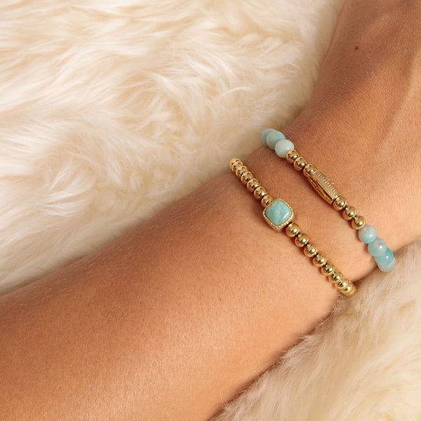 Gouden Amazonite Armband Elastisch - Rustgevend Accessoire - My Bendel