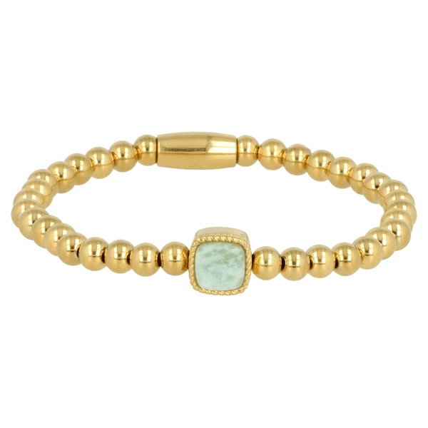 Gouden Amazonite Edelstenen Damesarmband Elastisch - My Bendel