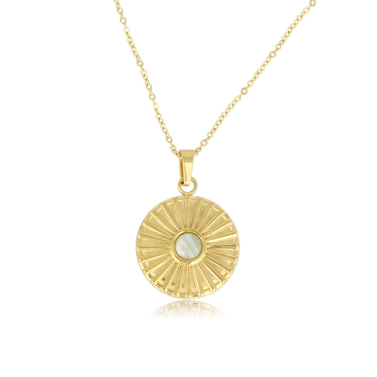 Gouden Amazonite Ketting met Zonnetje Hanger - My Bendel