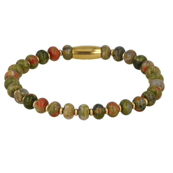 Gouden Armband met Aardende Unakite Edelstenen - My Bendel