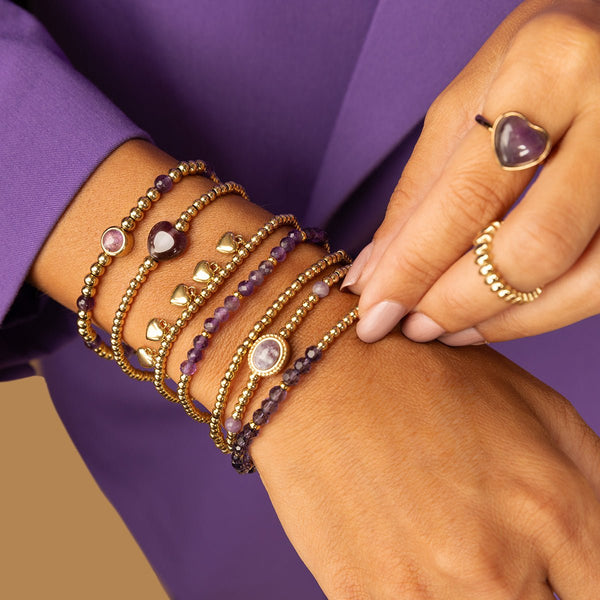 Gouden Armband met Amethyst kralen - Spiritueel Sieraad - My Bendel