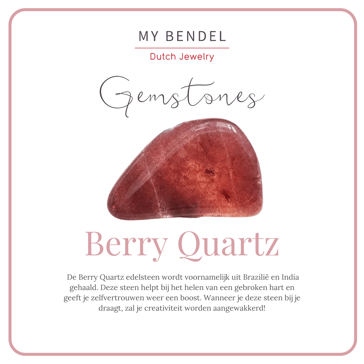 Gouden Armband met Berry Quartz kralen - Stressverlichting - My Bendel