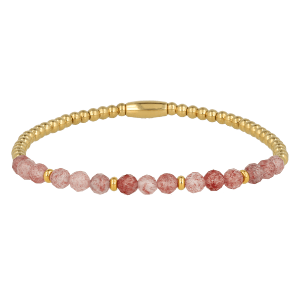 Gouden Armband met Berry Quartz kralen - Stressverlichting - My Bendel
