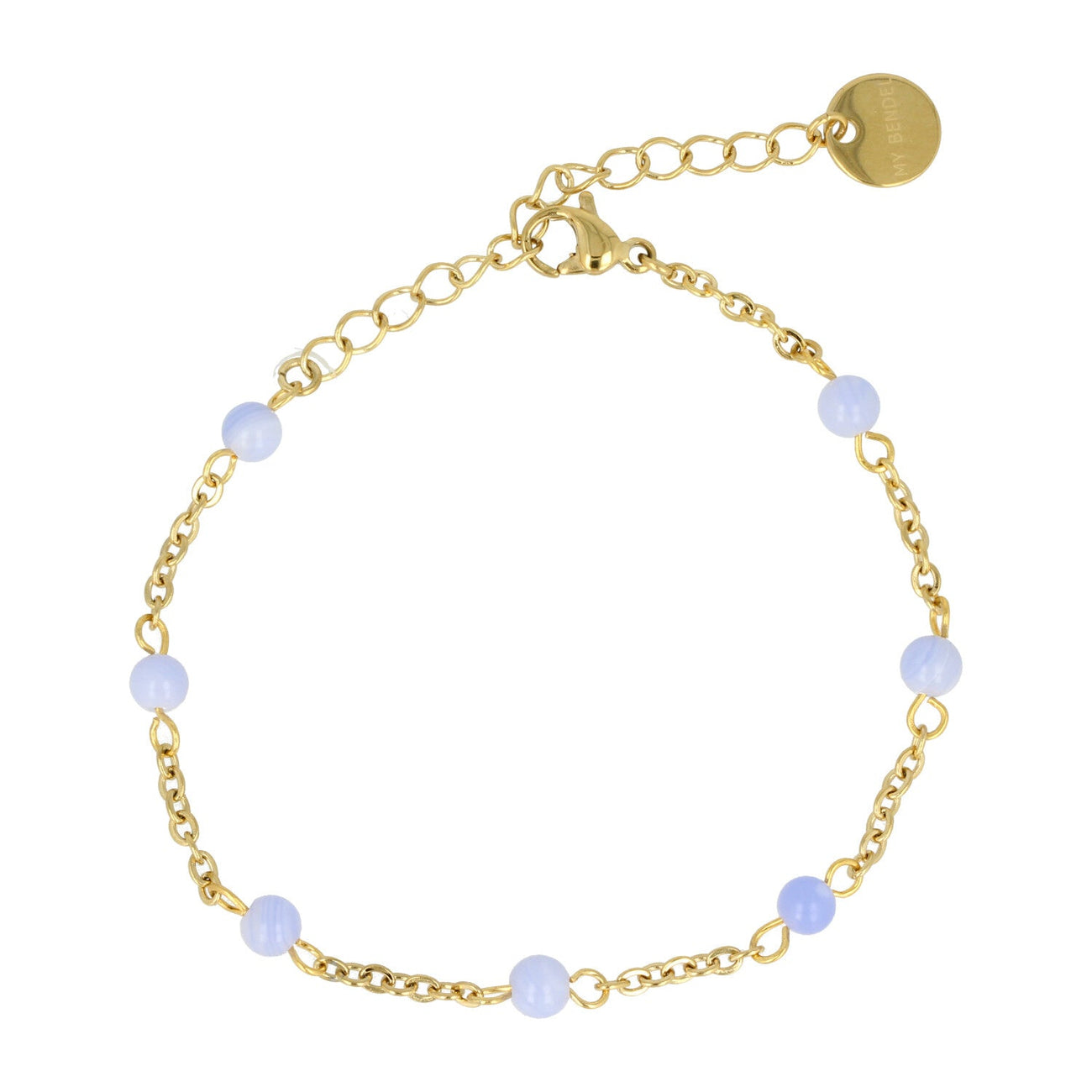 Gouden Armband met Blue Lace Agate Edelstenen - My Bendel