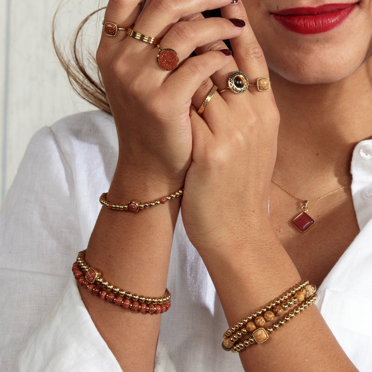 Gouden Armband met Gold Sandstone Edelstenen - My Bendel