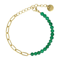 Gouden Armband met Green Agate Edelstenen