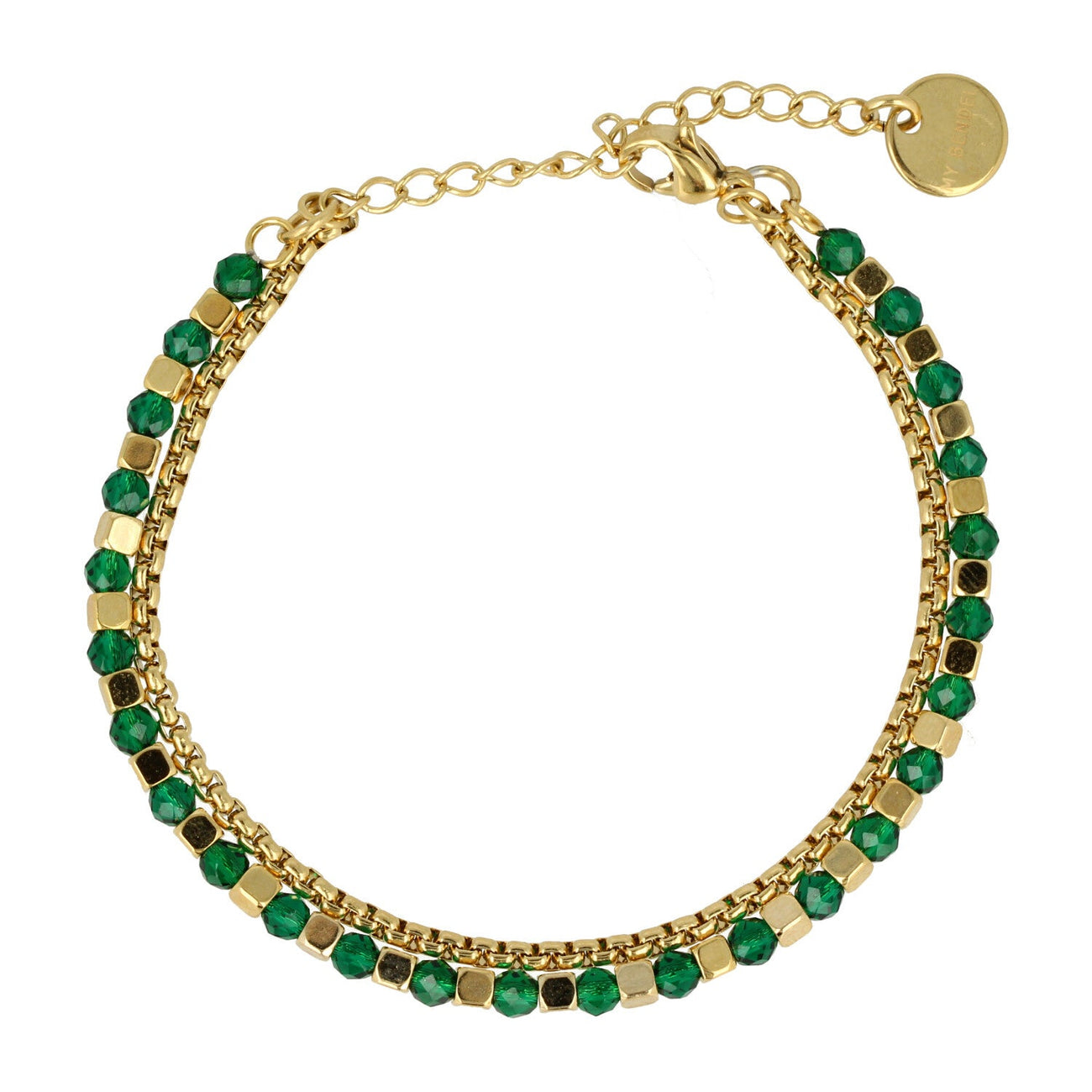 Gouden Armband met Groene Glasstenen - Elegant Design - My Bendel