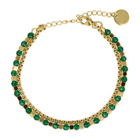Gouden Armband met Groene Glasstenen - Elegant Design