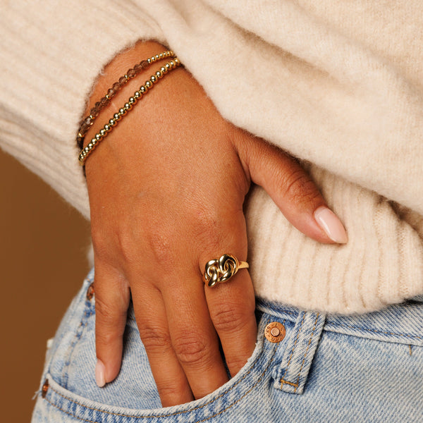 Gouden Armband met Lichtgroene Glaskristallen kralen - My Bendel