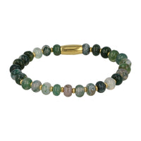 Golden Bracelet with Moss Agate Gemstones